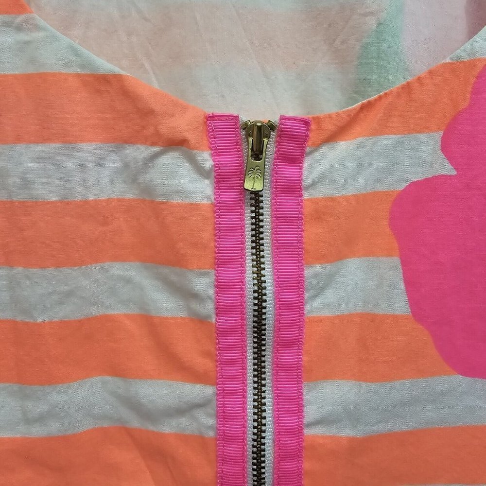 Lilly Pulitzer Sleeveless Delia Dress Sz 4 Sunrise Orange Wild Flowers Sweet Tea - Picture 4 of 10